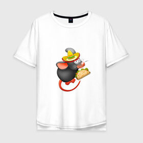 Мужская футболка хлопок Oversize с принтом Мышка в Тюмени, 100% хлопок | свободный крой, круглый ворот, “спинка” длиннее передней части | грызун | животное | мышка | мышонок | мышь