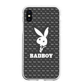 Чехол для iPhone XS Max матовый с принтом BADBOY (плохой мальчик) в Тюмени, Силикон | Область печати: задняя сторона чехла, без боковых панелей | Тематика изображения на принте: erotic | femdom | love | playboy | для влюбленных | любовь | плейбой | подарок любви | поцелуй | романтика | садо мазо | свидание | страсть | фемдом 