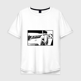 Мужская футболка хлопок Oversize с принтом Range Rover Evoque Черно-белый в Тюмени, 100% хлопок | свободный крой, круглый ворот, “спинка” длиннее передней части | range rover evoque | горы | дорога | иллюстрация | колеса | машина | фары | черно белый