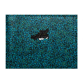Обложка для студенческого билета с принтом Чёрная киса в Тюмени, натуральная кожа | Размер: 11*8 см; Печать на всей внешней стороне | Тематика изображения на принте: домашние животные | звери | киса | кисуля | кот | коты | кошка | кошки | синяя | цветочки | цветы | черный кот