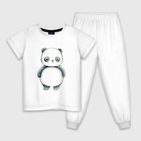 Детская пижама хлопок с принтом Панда в Тюмени, 100% хлопок |  брюки и футболка прямого кроя, без карманов, на брюках мягкая резинка на поясе и по низу штанин
 | косолапый | медведь | медвежонок | черно белый
