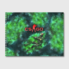Альбом для рисования с принтом CS GO Green rage в Тюмени, 100% бумага
 | матовая бумага, плотность 200 мг. | counter strike | cs go | дым | зелёный | контра | кс го