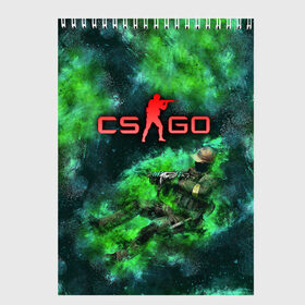 Скетчбук с принтом CS GO Green rage в Тюмени, 100% бумага
 | 48 листов, плотность листов — 100 г/м2, плотность картонной обложки — 250 г/м2. Листы скреплены сверху удобной пружинной спиралью | counter strike | cs go | дым | зелёный | контра | кс го