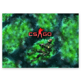 Поздравительная открытка с принтом CS GO Green rage в Тюмени, 100% бумага | плотность бумаги 280 г/м2, матовая, на обратной стороне линовка и место для марки
 | counter strike | cs go | дым | зелёный | контра | кс го