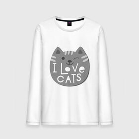 Мужской лонгслив хлопок с принтом I love cats в Тюмени, 100% хлопок |  | animal | cat | i love cats | животное | зверь | кот | кошка | надписи | я люблю кошек