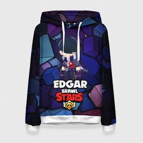 Женская толстовка 3D с принтом BRAWL STARS EDGAR в Тюмени, 100% полиэстер  | двухслойный капюшон со шнурком для регулировки, мягкие манжеты на рукавах и по низу толстовки, спереди карман-кенгуру с мягким внутренним слоем. | 8 bit | brawl stars | byron | colette | crow | edgar | gale | leon | max | mr.p | sally leon | shark | virus 8 bit | werewolf leon | акула | байрон | берли | бравл старс | ворон | коллет | макс | оборотень | эдгар