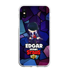 Чехол для iPhone XS Max матовый с принтом BRAWL STARS EDGAR в Тюмени, Силикон | Область печати: задняя сторона чехла, без боковых панелей | 8 bit | brawl stars | byron | colette | crow | edgar | gale | leon | max | mr.p | sally leon | shark | virus 8 bit | werewolf leon | акула | байрон | берли | бравл старс | ворон | коллет | макс | оборотень | эдгар