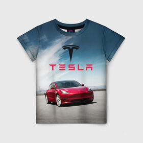 Детская футболка 3D с принтом Tesla Model 3 в Тюмени, 100% гипоаллергенный полиэфир | прямой крой, круглый вырез горловины, длина до линии бедер, чуть спущенное плечо, ткань немного тянется | 3 | america | auto | car | electric | elon | model | motors | musk | tesla | usa | vehicle | авто | америка | илон | маск | модель | сша | тесла | электромобиль