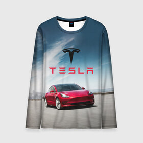 Мужской лонгслив 3D с принтом Tesla Model 3 в Тюмени, 100% полиэстер | длинные рукава, круглый вырез горловины, полуприлегающий силуэт | 3 | america | auto | car | electric | elon | model | motors | musk | tesla | usa | vehicle | авто | америка | илон | маск | модель | сша | тесла | электромобиль
