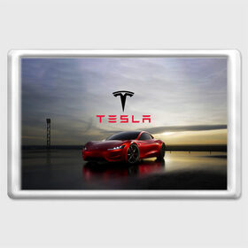 Магнит 45*70 с принтом Tesla Roadster в Тюмени, Пластик | Размер: 78*52 мм; Размер печати: 70*45 | Тематика изображения на принте: america | auto | car | electric | elon | motors | musk | roadster | tesla | usa | vehicle | авто | америка | илон | маск | модель | сша | тесла | электромобиль
