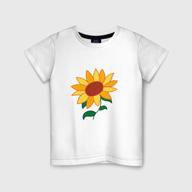 Детская футболка хлопок с принтом Подсолнух в Тюмени, 100% хлопок | круглый вырез горловины, полуприлегающий силуэт, длина до линии бедер | ai ooto | sun flower | sunflower | wonder egg priority | ай ото | подсолнух | приоритет чудо яйца