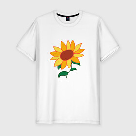 Мужская футболка хлопок Slim с принтом Подсолнух в Тюмени, 92% хлопок, 8% лайкра | приталенный силуэт, круглый вырез ворота, длина до линии бедра, короткий рукав | ai ooto | sun flower | sunflower | wonder egg priority | ай ото | подсолнух | приоритет чудо яйца