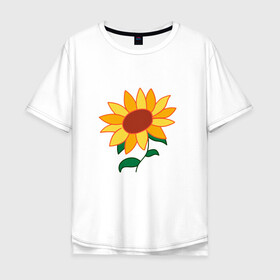 Мужская футболка хлопок Oversize с принтом Подсолнух в Тюмени, 100% хлопок | свободный крой, круглый ворот, “спинка” длиннее передней части | ai ooto | sun flower | sunflower | wonder egg priority | ай ото | подсолнух | приоритет чудо яйца
