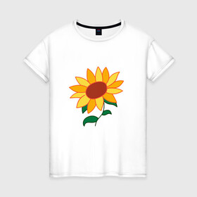 Женская футболка хлопок с принтом Подсолнух в Тюмени, 100% хлопок | прямой крой, круглый вырез горловины, длина до линии бедер, слегка спущенное плечо | ai ooto | sun flower | sunflower | wonder egg priority | ай ото | подсолнух | приоритет чудо яйца
