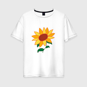 Женская футболка хлопок Oversize с принтом Подсолнух в Тюмени, 100% хлопок | свободный крой, круглый ворот, спущенный рукав, длина до линии бедер
 | ai ooto | sun flower | sunflower | wonder egg priority | ай ото | подсолнух | приоритет чудо яйца