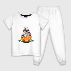 Детская пижама хлопок с принтом Gintama Chibi в Тюмени, 100% хлопок |  брюки и футболка прямого кроя, без карманов, на брюках мягкая резинка на поясе и по низу штанин
 | Тематика изображения на принте: anime | ginatama | manga | аниме | гинтама | друзья | манга