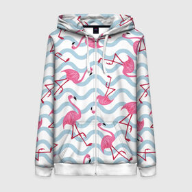 Женская толстовка 3D на молнии с принтом Фламинго | Волны в Тюмени, 100% полиэстер | длина до линии бедра, манжеты и пояс оформлены мягкой тканевой резинкой, двухслойный капюшон со шнурком для регулировки, спереди молния, по бокам два кармана | birds | drawing | fashion | feathers | flamingo | graphics | illustration | pink | stand | style | wings | youth | графика | иллюстрация | картинка | клюв | красивые | крылья | мода | молодежная | перья | птицы | рисунок | розовый | стиль | стоят