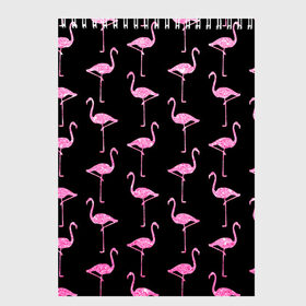 Скетчбук с принтом Фламинго | Чёрная в Тюмени, 100% бумага
 | 48 листов, плотность листов — 100 г/м2, плотность картонной обложки — 250 г/м2. Листы скреплены сверху удобной пружинной спиралью | birds | drawing | fashion | feathers | flamingo | graphics | illustration | pink | stand | style | wings | youth | графика | иллюстрация | картинка | клюв | красивые | крылья | мода | молодежная | перья | птицы | рисунок | розовый | стиль | стоят