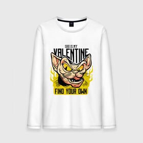 Мужской лонгслив хлопок с принтом She Is My Valentine в Тюмени, 100% хлопок |  | art | cat | fire | love | valentine | valentines day | арт | валентинка | день влюбленных | день святого валентина | кот | любовь | огонь