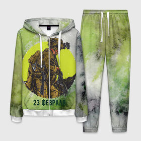 Мужской костюм 3D День Защитника: в Тюмени, 100% полиэстер | Манжеты и пояс оформлены тканевой резинкой, двухслойный капюшон со шнурком для регулировки, карманы спереди | 23 февраля | арт | военный | графика | день защитника отечества | защитник | февраль
