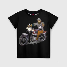 Детская футболка 3D с принтом Богатырь в Тюмени, 100% гипоаллергенный полиэфир | прямой крой, круглый вырез горловины, длина до линии бедер, чуть спущенное плечо, ткань немного тянется | авто | байкеры | богатырь | былины | дороги | металл | мотоцикл | панки | рок | сказки