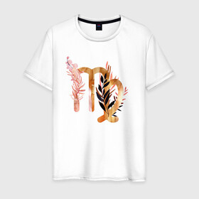 Мужская футболка хлопок с принтом Дева в Тюмени, 100% хлопок | прямой крой, круглый вырез горловины, длина до линии бедер, слегка спущенное плечо. | астрология | знаки зодиака | зодиак | золото | созвездие | цикл
