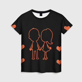 Женская футболка 3D с принтом Я тебя лю в Тюмени, 100% полиэфир ( синтетическое хлопкоподобное полотно) | прямой крой, круглый вырез горловины, длина до линии бедер | 14 февраля | love | любовь | мальчик с девочкой | сердечки