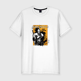 Мужская футболка хлопок Slim с принтом Dark Souls в Тюмени, 92% хлопок, 8% лайкра | приталенный силуэт, круглый вырез ворота, длина до линии бедра, короткий рукав | dark souls | брызги | войн | дакр соулс | игра | рыцарь | тёмные души