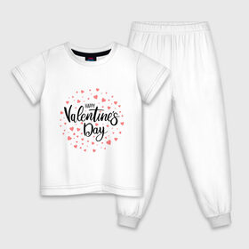 Детская пижама хлопок с принтом Valentines Day в Тюмени, 100% хлопок |  брюки и футболка прямого кроя, без карманов, на брюках мягкая резинка на поясе и по низу штанин
 | happy valentines day | heart | holidays | valentines day | день святого валентина | надписи | праздники | сердце