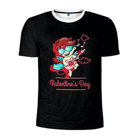 Мужская футболка 3D спортивная с принтом Valentines Day в Тюмени, 100% полиэстер с улучшенными характеристиками | приталенный силуэт, круглая горловина, широкие плечи, сужается к линии бедра | angel | cupid | day | happy | heart | love | rose | valentine | valentines | ангел | валентин | валентина | валентинка | день | купидон | любовь | святого | святой | сердце