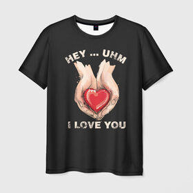 Мужская футболка 3D с принтом I love you в Тюмени, 100% полиэфир | прямой крой, круглый вырез горловины, длина до линии бедер | angel | cupid | day | happy | heart | love | rose | valentine | valentines | ангел | валентин | валентина | валентинка | день | купидон | любовь | святого | святой | сердце