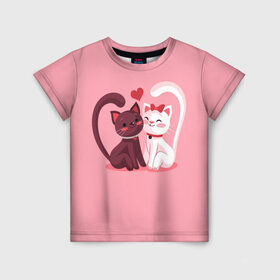 Детская футболка 3D с принтом Happy Valentines Day в Тюмени, 100% гипоаллергенный полиэфир | прямой крой, круглый вырез горловины, длина до линии бедер, чуть спущенное плечо, ткань немного тянется | Тематика изображения на принте: angel | cat | cats | cupid | day | happy | heart | love | rose | valentine | valentines | ангел | валентин | валентина | валентинка | день | кошки | купидон | любовь | святого | святой | сердце