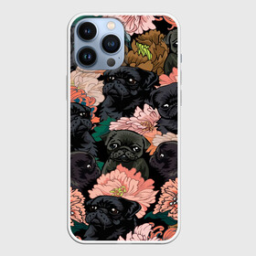 Чехол для iPhone 13 Pro Max с принтом Мопсы и Цветы в Тюмени,  |  | love | арт | день валентина | день святого | день святого валентина | любовь | много собак | мопс | мопсы | порода | породистые | породистые собаки | породы собак | собака | собаки