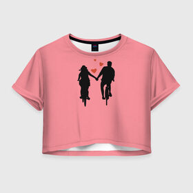 Женская футболка Crop-top 3D с принтом True Love в Тюмени, 100% полиэстер | круглая горловина, длина футболки до линии талии, рукава с отворотами | angel | cupid | day | happy | heart | love | rose | valentine | valentines | ангел | валентин | валентина | валентинка | день | купидон | любовь | святого | святой | сердце