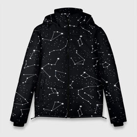 Мужская зимняя куртка 3D с принтом Созвездие в Тюмени, верх — 100% полиэстер; подкладка — 100% полиэстер; утеплитель — 100% полиэстер | длина ниже бедра, свободный силуэт Оверсайз. Есть воротник-стойка, отстегивающийся капюшон и ветрозащитная планка. 

Боковые карманы с листочкой на кнопках и внутренний карман на молнии. | Тематика изображения на принте: астронавт | астронавты | астрономия | большая медведица | звезды | космос | малая медведица | созвездие