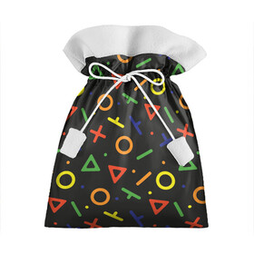 Подарочный 3D мешок с принтом Геймерский узор - Аркада в Тюмени, 100% полиэстер | Размер: 29*39 см | абстрактный | аркада | детский | джойстик | игра | кнопки | паттерн | подарок | сони | тетрис | узор | управление | цветной