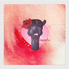 Магнитный плакат 3Х3 с принтом Lama love в Тюмени, Полимерный материал с магнитным слоем | 9 деталей размером 9*9 см | 14 февраля | love | the 14th of february | valentine | день влюбленных | любовь | пара | святой валентин