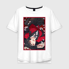 Мужская футболка хлопок Oversize с принтом Юмэко Джабами (Yumeko Jabami) в Тюмени, 100% хлопок | свободный крой, круглый ворот, “спинка” длиннее передней части | kakegurui | безумный азарт | карты | красивая аниме девушка | фишки | юмэко