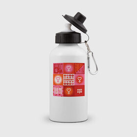 Бутылка спортивная с принтом feminism в Тюмени, металл | емкость — 500 мл, в комплекте две пластиковые крышки и карабин для крепления | 8 марта | весна | девушке | женский | мама | подарок | тренд | феминизм