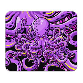 Коврик для мышки прямоугольный с принтом Кровожадный осьминог в Тюмени, натуральный каучук | размер 230 х 185 мм; запечатка лицевой стороны | Тематика изображения на принте: art | octopus | арт | глаза | голова | животные | красные | монстр | осьминог | щупальца