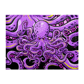 Обложка для студенческого билета с принтом Кровожадный осьминог в Тюмени, натуральная кожа | Размер: 11*8 см; Печать на всей внешней стороне | art | octopus | арт | глаза | голова | животные | красные | монстр | осьминог | щупальца