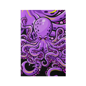 Обложка для паспорта матовая кожа с принтом Кровожадный осьминог в Тюмени, натуральная матовая кожа | размер 19,3 х 13,7 см; прозрачные пластиковые крепления | art | octopus | арт | глаза | голова | животные | красные | монстр | осьминог | щупальца