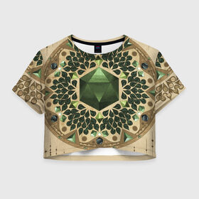Женская футболка Crop-top 3D с принтом Средневековый ДнД паттерн в Тюмени, 100% полиэстер | круглая горловина, длина футболки до линии талии, рукава с отворотами | dices | dnd | dungeons dragons | днд | игра | кубик | паттерн | подарок | средневековый