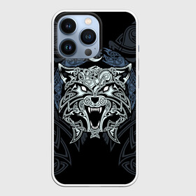 Чехол для iPhone 13 Pro с принтом Фенрир в Тюмени,  |  | braid | celtic | fernier | ornament | pattern | sacred signs | scandinavian | wolf | волк | кельтский | орнамент | плетенка | сакральные знаки | скандинавский | узор | фернир