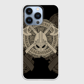 Чехол для iPhone 13 Pro с принтом Воин в Тюмени,  |  | axes | braid | celtic | coat of arms | helmet | ornament | pattern | scandinavian | warrior | воин | герб | кельтский | орнамент | плетенка | скандинавский | топоры | узор | шлем