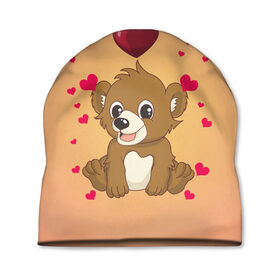 Шапка 3D с принтом Медвежонок в Тюмени, 100% полиэстер | универсальный размер, печать по всей поверхности изделия | bear | day | heart | love | romantic | valentine | valentines | амур | валентина | влюбленные | влюбленных | всех | день | купидон | любовь | медведь | медвежонок | романтика | романтичность | святого | сердечки | сердечко