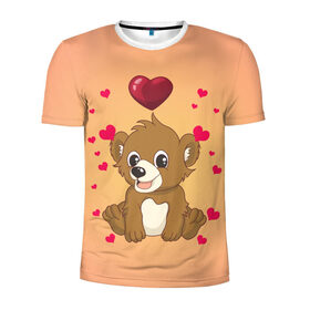 Мужская футболка 3D спортивная с принтом Медвежонок в Тюмени, 100% полиэстер с улучшенными характеристиками | приталенный силуэт, круглая горловина, широкие плечи, сужается к линии бедра | bear | day | heart | love | romantic | valentine | valentines | амур | валентина | влюбленные | влюбленных | всех | день | купидон | любовь | медведь | медвежонок | романтика | романтичность | святого | сердечки | сердечко