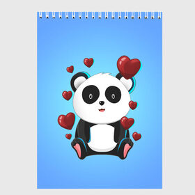 Скетчбук с принтом Панда в Тюмени, 100% бумага
 | 48 листов, плотность листов — 100 г/м2, плотность картонной обложки — 250 г/м2. Листы скреплены сверху удобной пружинной спиралью | Тематика изображения на принте: day | heart | love | panda | romantic | valentine | valentines | амур | валентина | влюбленные | влюбленных | всех | день | купидон | любовь | романтика | романтичность | святого | сердечки | сердечко | сердце