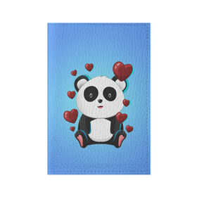 Обложка для паспорта матовая кожа с принтом Панда в Тюмени, натуральная матовая кожа | размер 19,3 х 13,7 см; прозрачные пластиковые крепления | day | heart | love | panda | romantic | valentine | valentines | амур | валентина | влюбленные | влюбленных | всех | день | купидон | любовь | романтика | романтичность | святого | сердечки | сердечко | сердце