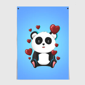 Постер с принтом Панда в Тюмени, 100% бумага
 | бумага, плотность 150 мг. Матовая, но за счет высокого коэффициента гладкости имеет небольшой блеск и дает на свету блики, но в отличии от глянцевой бумаги не покрыта лаком | day | heart | love | panda | romantic | valentine | valentines | амур | валентина | влюбленные | влюбленных | всех | день | купидон | любовь | романтика | романтичность | святого | сердечки | сердечко | сердце